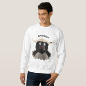 Funny Laufwasser Büffel Cartoon Sweatshirt (Vorne ganz)