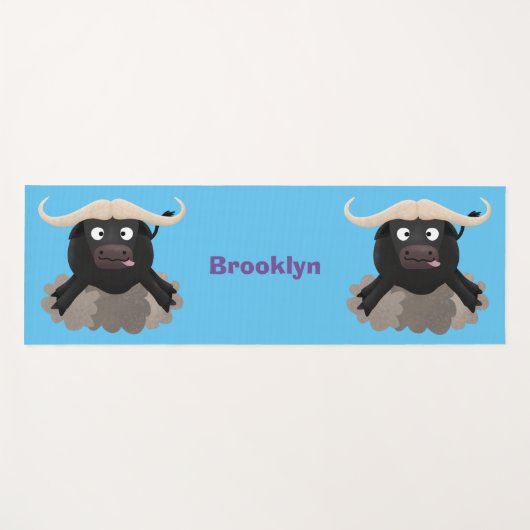 Funny Laufwasser Büffel Cartoon Yogamatte (Vorderseite (Horizontal))