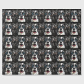 Funny Laughing Border Collie Hund in Brille Geschenkpapier (Flach)