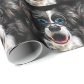 Funny Laughing Border Collie Hund in Brille Geschenkpapier (Rolleneckpunkt)