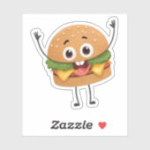 Funny Laughing Burger Vinyl Sticker | Cute 3D Food (Blatt)
