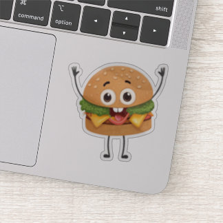 Funny Laughing Burger Vinyl Sticker | Cute 3D Food