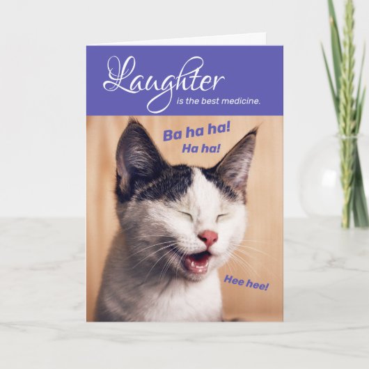 Funny Laughing Cat - Lachen ist die beste Medizin Karte (Vorderseite)