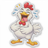Funny Laughing Chicken Custom-Cut Vinyl Sticker (Vorderseite)