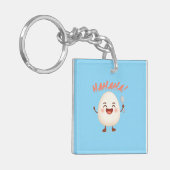 Funny Laughing Egg Cartoon Square Keychain | Cute  Schlüsselanhänger (Vorderseite links)
