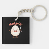 Funny Laughing Egg Cartoon Square Keychain | Cute  Schlüsselanhänger (Rückseite)