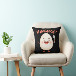 Funny Laughing Egg Cartoon Throw Pillow | Cute  Kissen