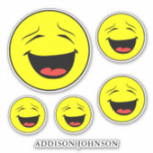 Funny Laughing Emoji Yellow Faces Name 8" Aufkleber (Vorderseite)