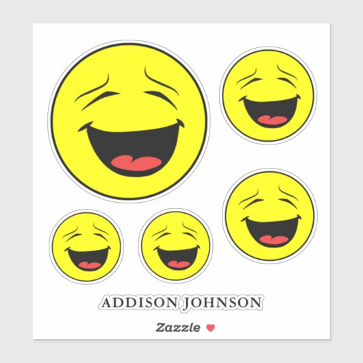 Funny Laughing Emoji Yellow Faces Name 8" Aufkleber (Blatt)