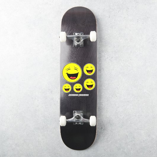 Funny Laughing Emoji Yellow Faces Name 8" Aufkleber (Skateboard)