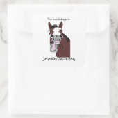 Funny Laughing Horse Art Custom Buchzeichen Quadratischer Aufkleber (Tasche)