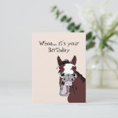 Funny Laughing Horse Birthday Spaß Card Postkarte (Stehend Vorderseite)