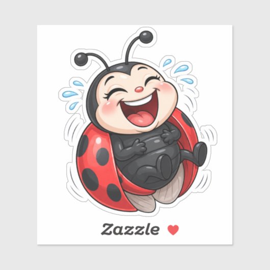 Funny Laughing Ladybug Custom-Cut Vinyl Sticker (Blatt)