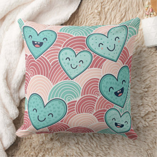 Funny laughing smiling hearts Design cushion Kissen