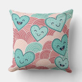 Funny laughing smiling hearts Design cushion Kissen (Vorderseite)