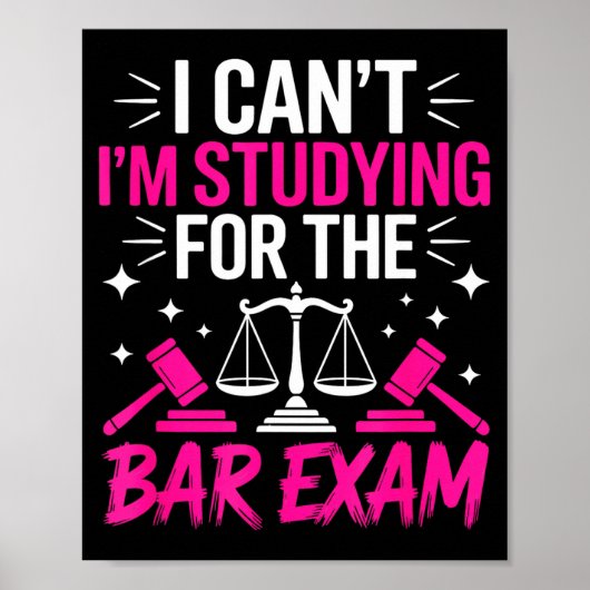 Funny Law School Student Gift - Can't Studying For Poster (Vorne)