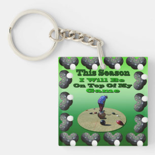 Funny Lawn Bowls, Acrylic Keyring Schlüsselanhänger