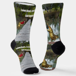 Funny Lawn Bowls Aussie Crocodile, Crew Socks Socken