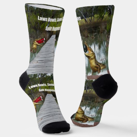 Funny Lawn Bowls Aussie Crocodile, Crew Socks Socken (Gewinkelt)