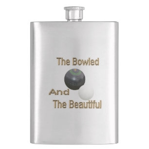 Funny Lawn Bowls Bowled Beautiful, Hip Flask Flachmann