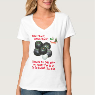 Funny Lawn Bowls Christmas, Ladys Vneck T-Shirt