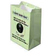 Funny Lawn Bowls gegen Bowling, Geburtstag Mittlere Geschenktüte (Rückseite Schrägansicht)