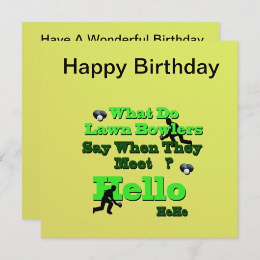 Funny Lawn Bowls Gruß, Flat Birthday Card (Vorne/Hinten)