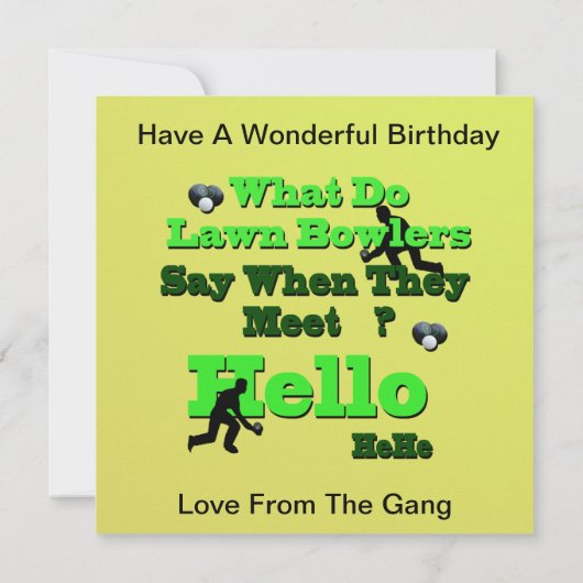Funny Lawn Bowls Gruß, Flat Birthday Card (Rückseite)