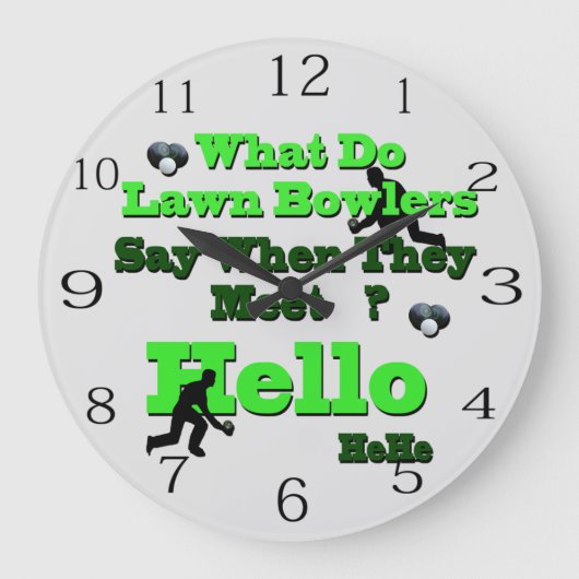 Funny Lawn Bowls Gruß, Wall Clock Große Wanduhr (Vorderseite)