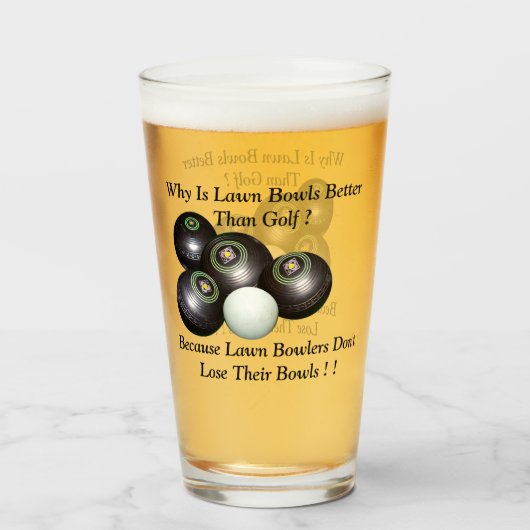 Funny Lawn Bowls versus Golf Design, Glas (Rückseite (gefüllt))