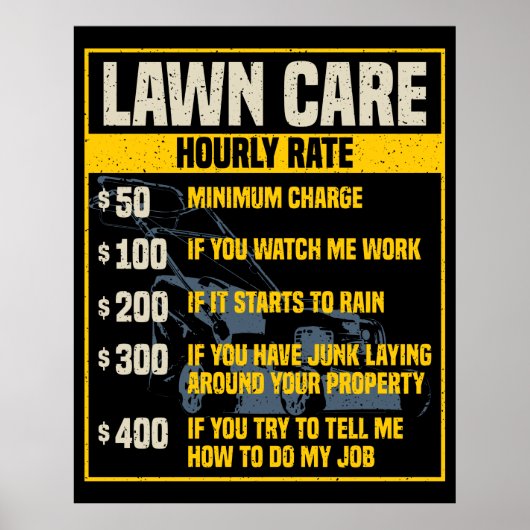 Funny Lawn Care Rate Garden Maintenance Gag Poster (Vorne)