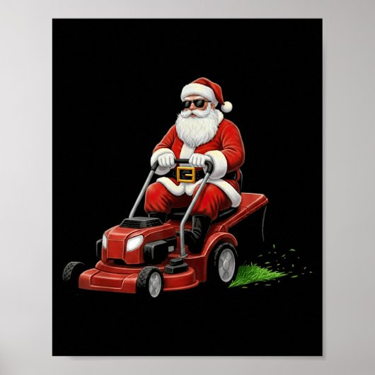 Funny Lawn Mower Santa Christmas Graphic Mowing La Poster (Vorne)