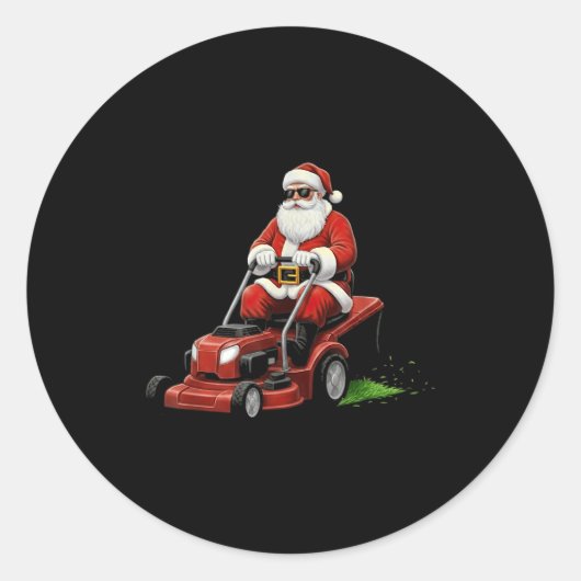 Funny Lawn Mower Santa Christmas Graphic Mowing La Runder Aufkleber (Vorderseite)