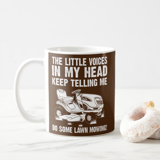 Funny Lawn Mowing Geschenk Männer Frauen Rasenmähe Kaffeetasse (Mit Donut)
