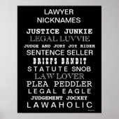 Funny Lawyer Nicknames and Synonyms Office Poster (Vorne)