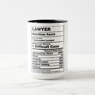 Funny Lawyer Nutrition Fakten Tasse