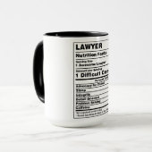 Funny Lawyer Nutrition Fakten Tasse (Vorderseite Links)