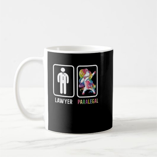 Funny Lawyer Paralegal Dabbing Unicorn Rechtsgeset Kaffeetasse (Links)
