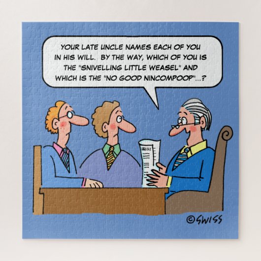 Funny Lawyer Reading will zu Heirs Cartoon Puzzle (Vertikal)