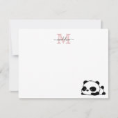 Funny Lay Panda Script Pink Modern Monogram Mitteilungskarte (Vorderseite)