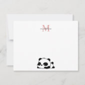 Funny Lay Panda Script Pink Monogram Mitteilungskarte (Vorderseite)