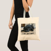 Funny Lazy Black Mops Puppy Tote Bag Tragetasche (Vorderseite (Produkt))