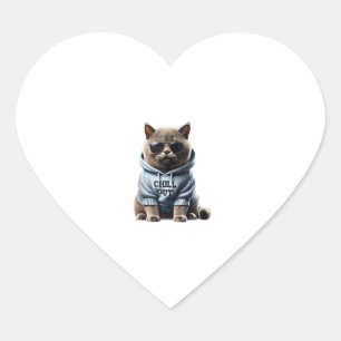 Funny Lazy British Shorthair Cat Chillin Relaxen Herz-Aufkleber