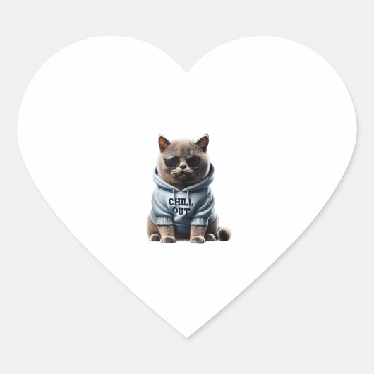 Funny Lazy British Shorthair Cat Chillin Relaxen Herz-Aufkleber (Vorderseite)