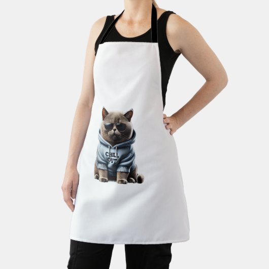 Funny Lazy British Shorthair Cat Chillin Relaxen Schürze (InSitu)