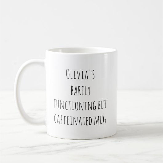 Funny Lazy Caffeine Quote Personalized Name Kaffeetasse (Links)