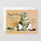 Funny Lazy Cat Happy Birthday Postkarte (Vorne/Hinten)