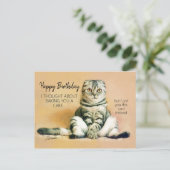 Funny Lazy Cat Happy Birthday Postkarte (Stehend Vorderseite)