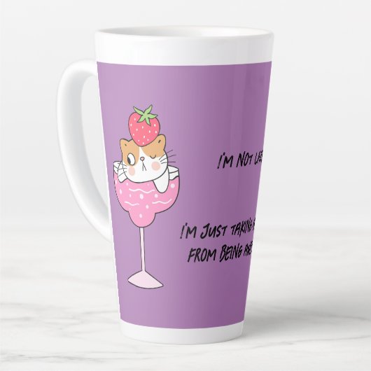 Funny Lazy Cat Latte Tasse (Linke Ecke)