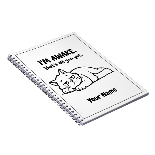 Funny Lazy Cat Notebook | Custom I’m Awake Design Notizblock (Rechte Seite)